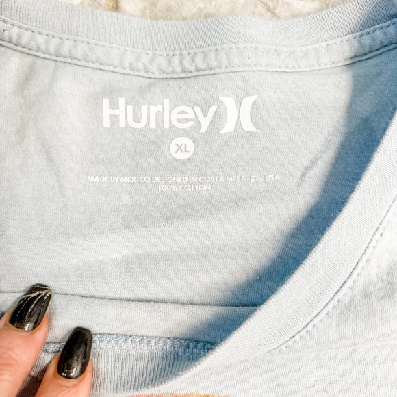 Hurley Light Blue Surf Waves Palm Tree Logo Graphic Size XL - Picture 6 of 8